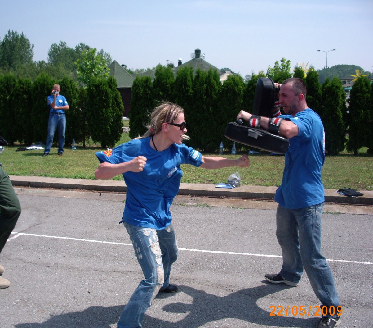 Female operative practising unarmed protection skills